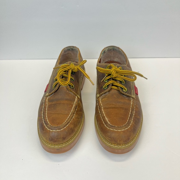 Vintage 90s Esprit Grunge Toolbox 4001 Tie Loafer Chunky Leather Suede Tan 8.5 - Picture 3 of 8